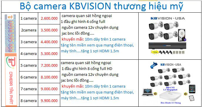 Bang Gia Camera Kbvision