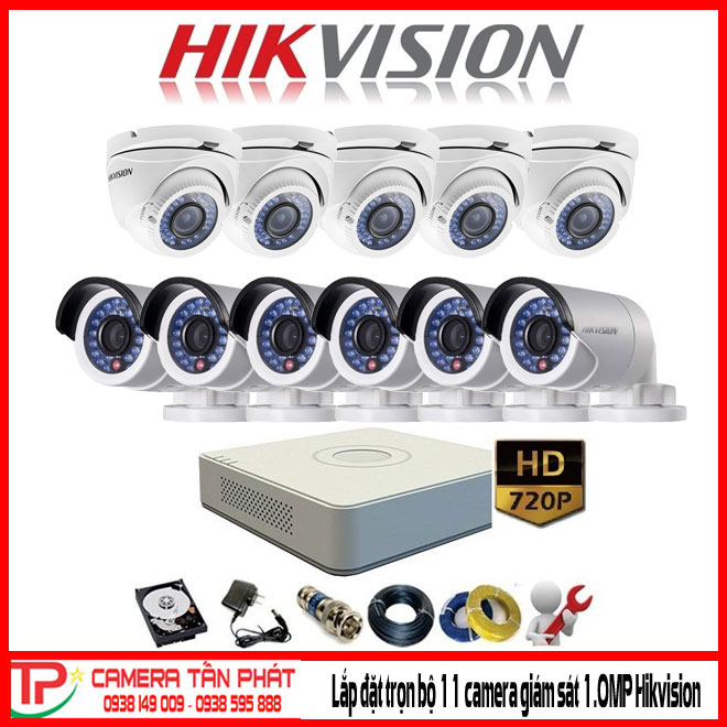 Lắp Đặt Trọn Bộ 11 Camera Giám Sát 1.0Mp Hikvision