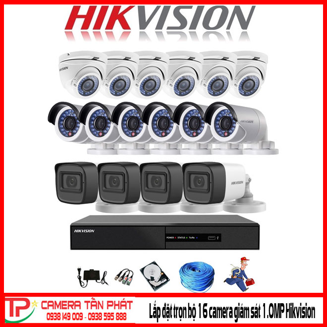 Lắp Đặt Trọn Bộ 16 Camera Giám Sát 1.0M Hikvision