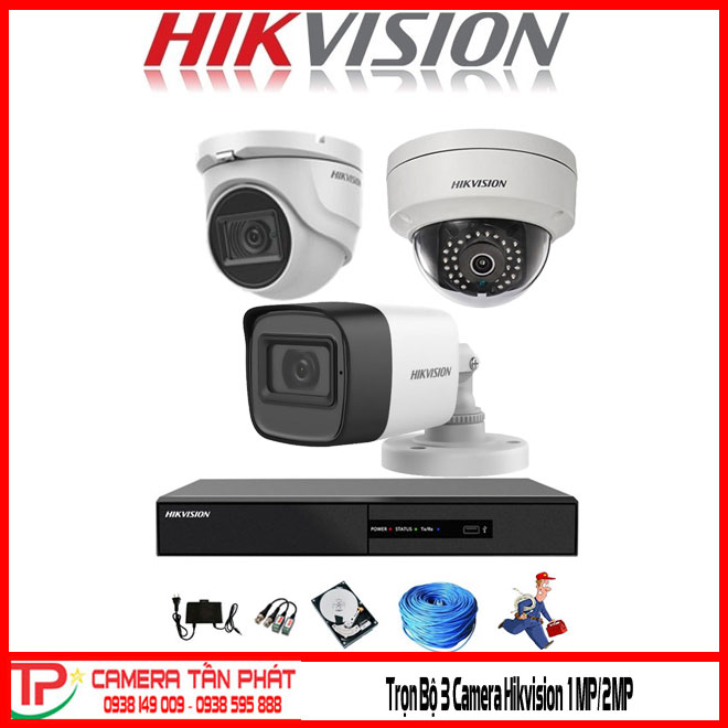 Trọn Bộ 3 Camera Hikvision 1Mp/2Mp