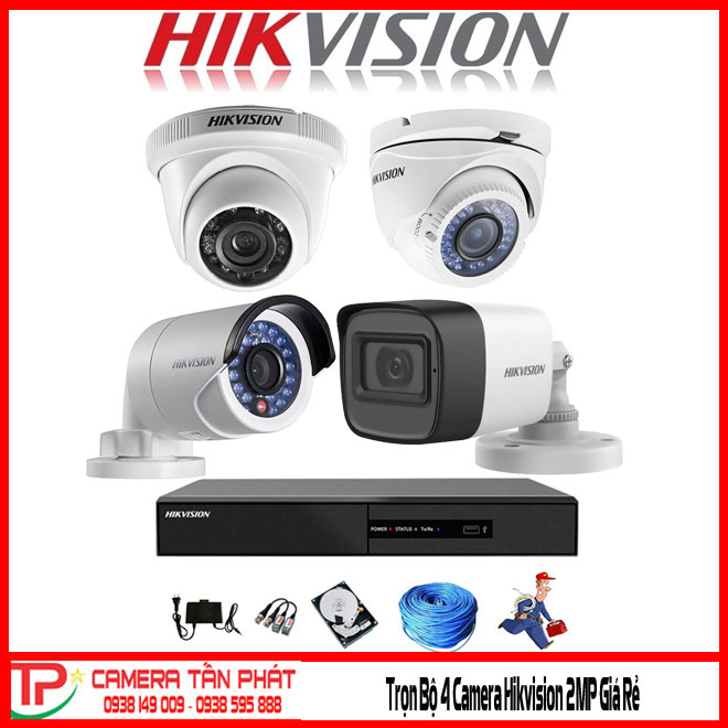 Trọn Bộ 4 Camera Hikvision 2Mp Giá Rẻ