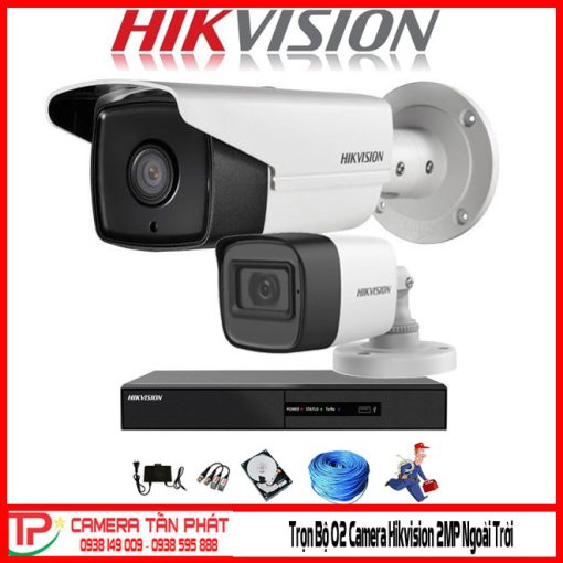 Trọn Bộ 02 Camera Hikvision 2Mp Ngoài Trời