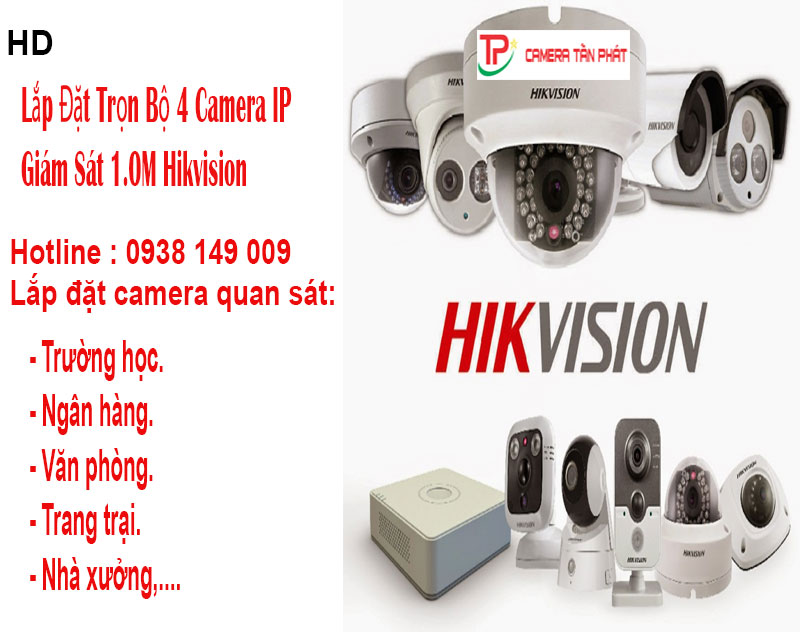 Lắp Đặt Trọn Bộ 4 Camera IP Giám Sát 1.0M Hikvision