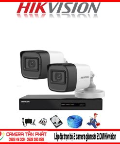 Lắp đặt trọn bộ 2 camera giám sát 2.0M Hikvision