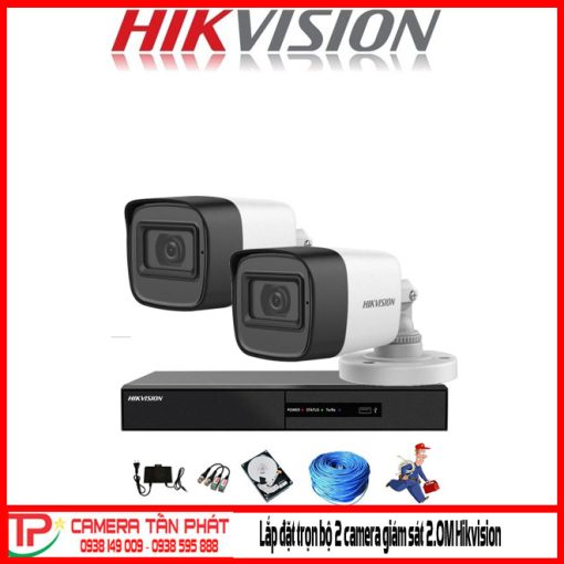 Lắp Đặt Trọn Bộ 2 Camera Giám Sát 2.0M Hikvision