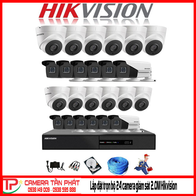 Lắp Đặt Trọn Bộ 24 Camera Giám Sát 2.0M Hikvision