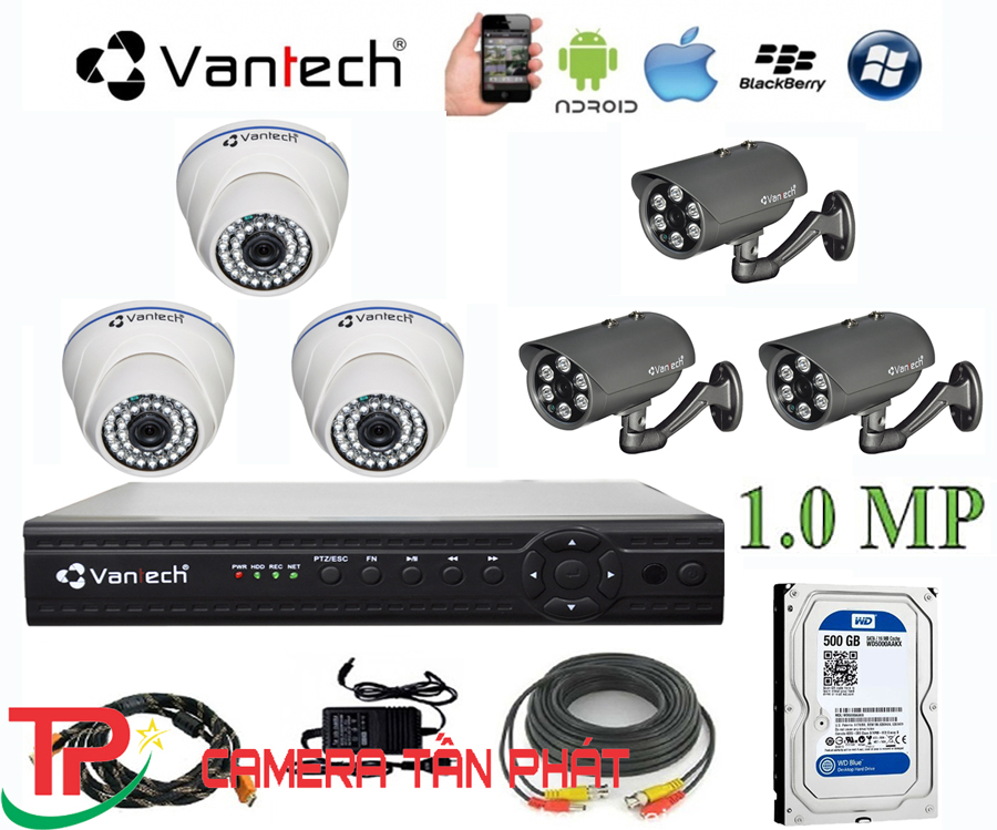 Lắp đặt trọn bộ 3 camera giám sát 2.0M Vantech