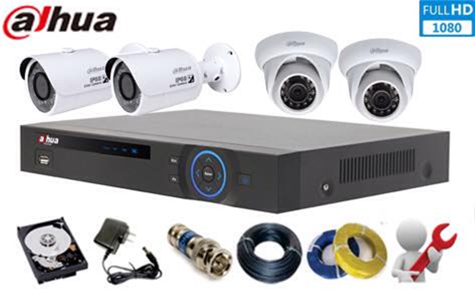 Lắp đặt trọn bộ 7 camera IP giám sát 2.0MP Dahua