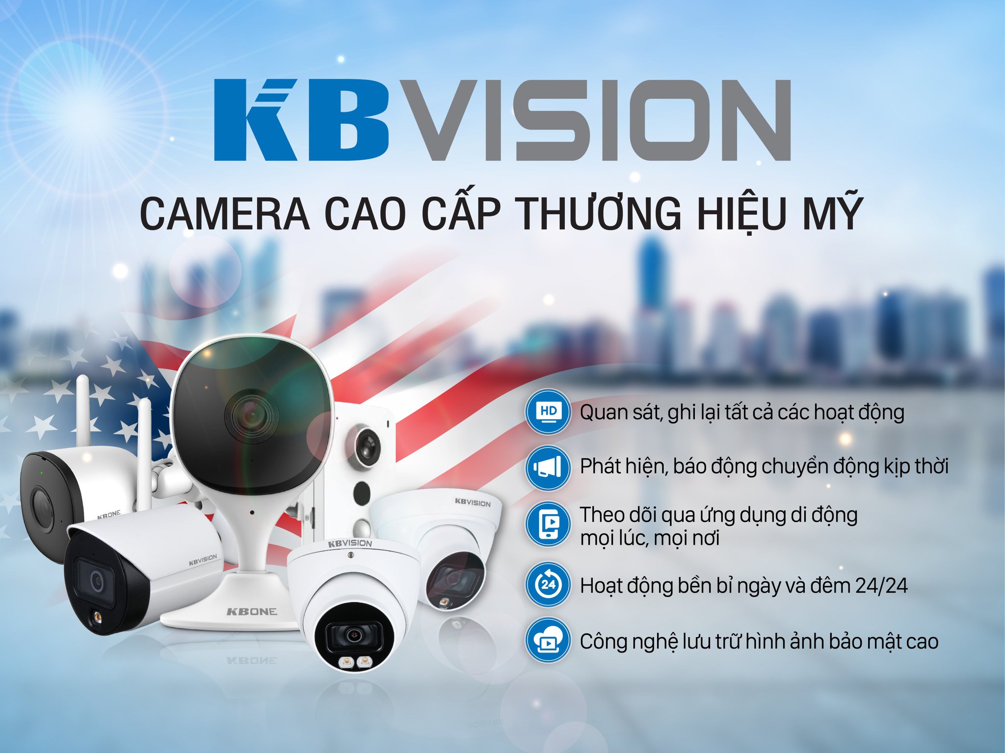 Lắp đặt trọn bộ 21 Camera giám sát 1.0M Kbvision