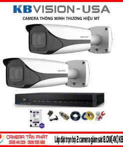 Lắp đặt trọn bộ 2 camera giám sát 8.0M(4K) KBvision