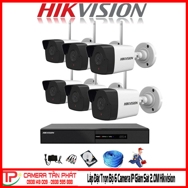 Lắp Đặt Trọn Bộ 6 Camera Ip Giám Sát 2.0M Hikvision