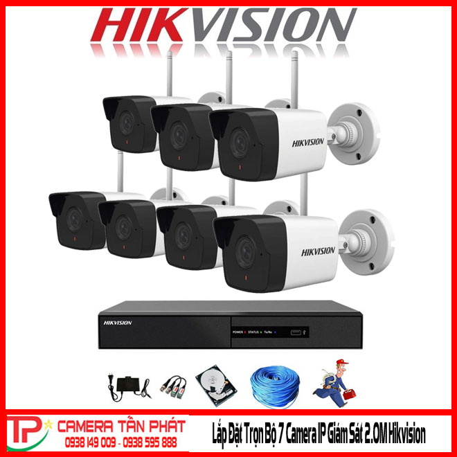 Lắp Đặt Trọn Bộ 7 Camera Ip Giám Sát 2.0M Hikvision
