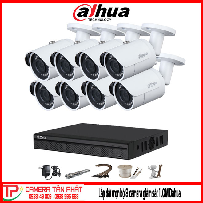 Lắp đặt trọn bộ 8 camera giám sát 1.0MP Dahua