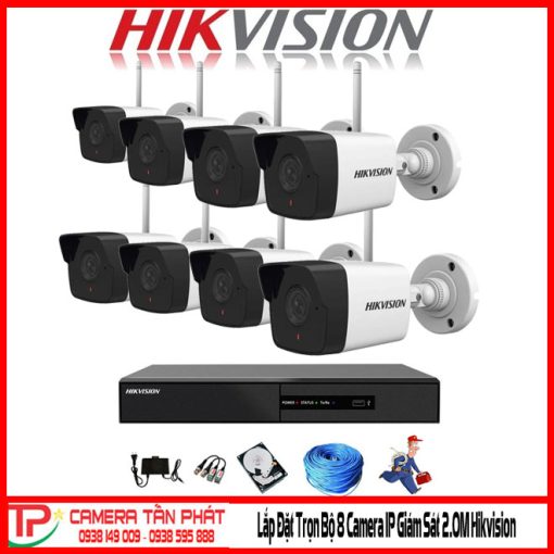 Lắp Đặt Trọn Bộ 8 Camera IP Giám Sát 2.0M Hikvision