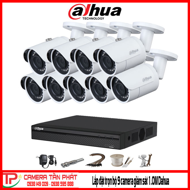 Lắp đặt trọn bộ 9 camera giám sát 1.0M Dahua